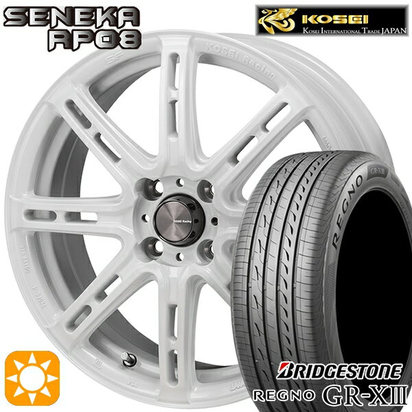 【取付対象】アクア デミオ ノート 195/55R16 91V XL ブリヂストン レグノ GR-X3 KOSEI コーセイレーシング セネカ RP08 パールホワイト 16インチ 6.0J 4H100 サマータイヤホイールセット