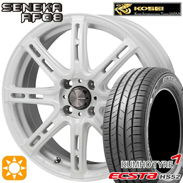 6/11までポイント5倍！195/45R16 84V XL クムホ エクスタ HS52 KOSEI コーセイレーシング セネカ RP08 パールホワイト 16インチ 6.0J 4H100 サマータイヤホイールセット