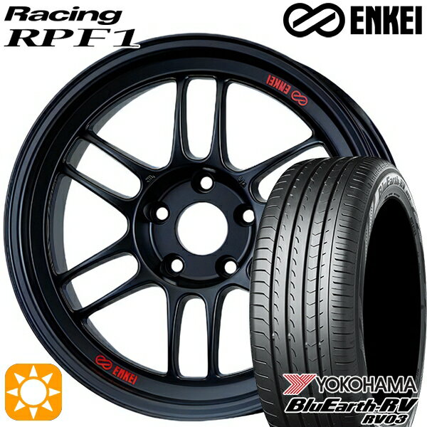 【取付対象】ヴェゼル レガシィ 225/60R18 100H ヨコハマ ブルーアース RV03 ENKEI エンケイレーシング RPF1 マットブラック 18インチ 7.5J 5H114.3 サマータイヤホイールセット