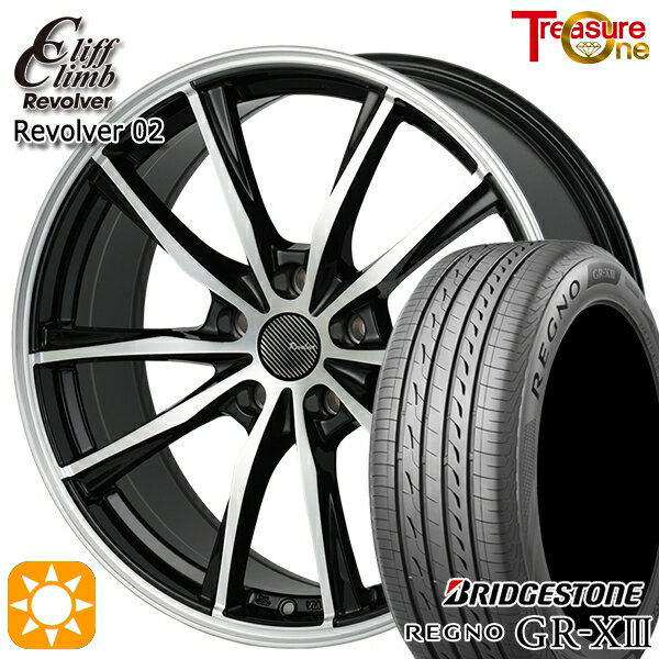 【取付対象】ジェイド アクセラ 225/40R18 92W XL ブリヂストン レグノ GR-X3 トレジャーワン クリフクライム リボルバー02 ブラックポリッシュ 18インチ 7.0J 5H114.3 サマータイヤホイールセット