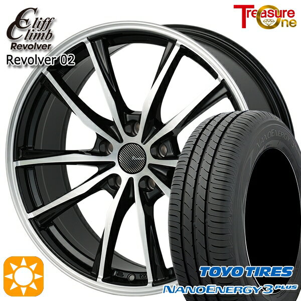 【取付対象】アクセラ アテンザ 215/45R18 89W トーヨー ナノエナジー3プラス トレジャーワン クリフクライム リボルバー02 ブラックポリッシュ 18インチ 7.0J 5H114.3 サマータイヤホイールセット