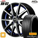 【取付対象】マツダ2 ノート 185/65R15 88H ピレリ パワジー MID シュナイダー RX02 ブラックポリッシュ/アンダーカットブルー 15インチ 5.5J 4H100 サマータイヤホイールセット