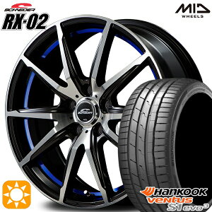 【取付対象】セレナ 215/40R18 89Y XL ハンコック veNtus S1 evo3 K127 MID シュナイダー RX02 ブラックポリッシュ/アンダーカットブルー 18インチ 7.0J 5H114.3 サマータイヤホイールセット