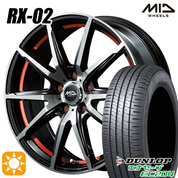 【取付対象】エルグランド クロスロード 215/65R16 98H ダンロップ エナセーブ EC204 MID シュナイダー RX02 RX810 BP/アンダーカットレッド 16インチ 6.5J 5H114.3 サマータイヤホイールセット