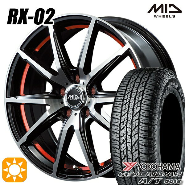 【取付対象】ヴェゼル オデッセイ 215/60R16 95H ヨコハマ ジオランダーA/T G015 MID シュナイダー RX02 RX810 BP/アンダーカットレッド 16インチ 6.5J 5H114.3 サマータイヤホイールセット