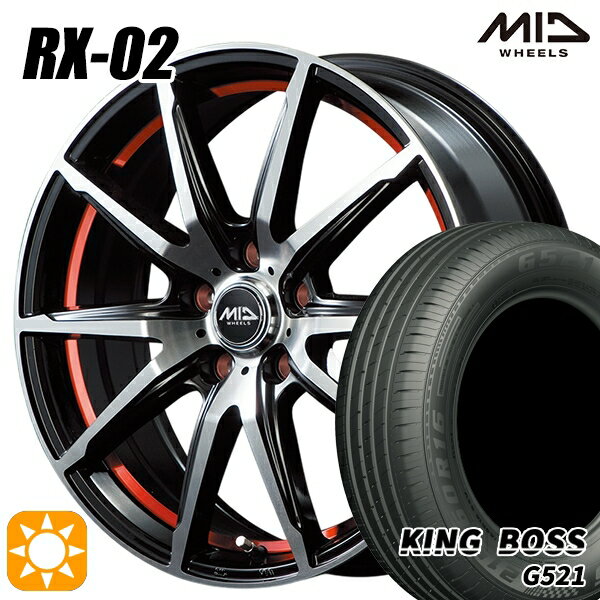 【取付対象】リーフ ノア 205/55R16 91V キングボス G521 MID シュナイダー RX02 RX810 BP/アンダーカットレッド 16インチ 6.5J 5H114.3 サマータイヤホイールセット