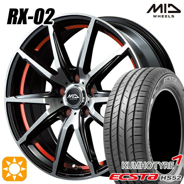 【取付対象】リーフ ノア 205/55R16 91V クムホ エクスタ HS52 MID シュナイダー RX02 RX810 BP/アンダーカットレッド 16インチ 6.5J 5H114.3 サマータイヤホイールセット