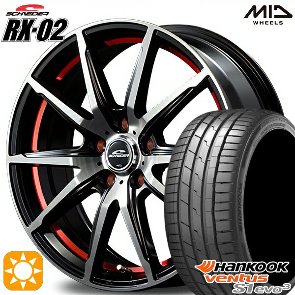 【取付対象】225/40R18 92Y XL ハンコック veNtus S1 evo3 K127 MID シュナイダー RX02 ブラックポリッシュ/アンダーカットレッド 18インチ 7.0J 5H114.3 サマータイヤホイールセット