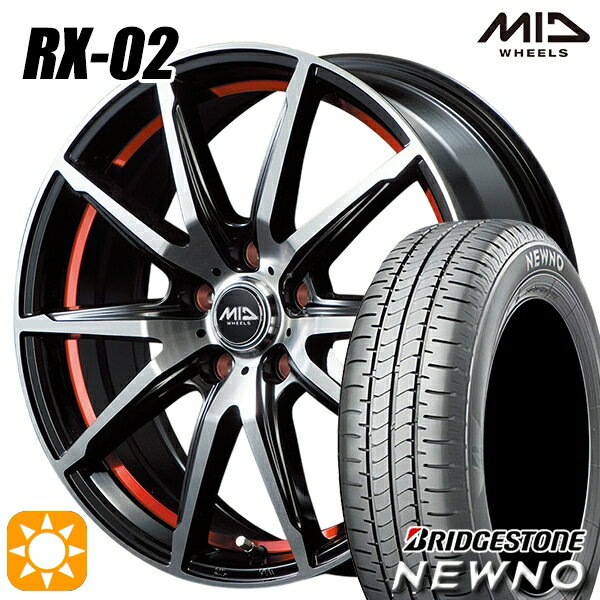 【取付対象】215/50R17 91V ブリヂストン ニューノ MID シュナイダー RX02 RX810 BP/アンダーカットレッド 17インチ 7.0J 5H114.3 サマータイヤホイールセット