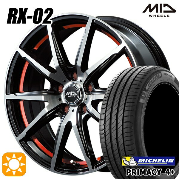 【取付対象】アウトランダー デリカD5 225/55R18 98V ミシュラン プライマシー4プラス MID シュナイダー RX02 RX810 BP/アンダーカットレッド 18インチ 7.0J 5H114.3 サマータイヤホイールセット