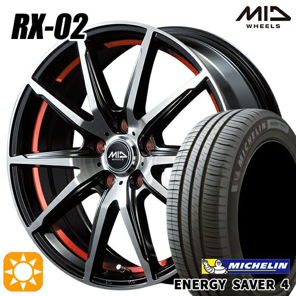 【取付対象】195/65R15 95H XL ミシュラン エナジーセイバー4 MID シュナイダー RX02 RX810 BP/アンダーカットレッド 15インチ 6.0J 5H114.3 サマータイヤホイールセット