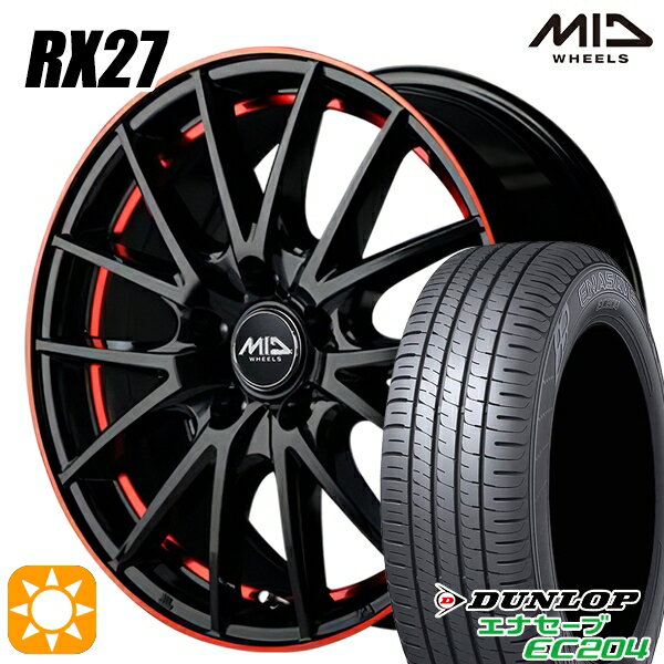 【取付対象】アイシス ノア 215/45R17 91W XL ダンロップ エナセーブ EC204 MID シュナイダー RX27 ブラック/リム＆アンダーカットポリッシュ＋レッドクリア 17インチ 7.0J 5H114.3 サマータイヤホイールセット