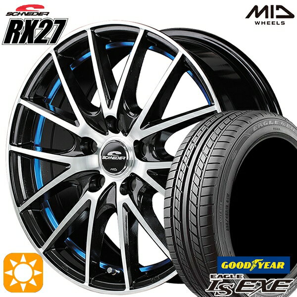 【取付対象】アイシス ノア 215/45R17 91W XL グッドイヤー イーグル LSEXE MID シュナイダー RX27 ブラックメタリックポリッシュ＋アンダーカットブルークリアー 17インチ 7.0J 5H114.3 サマータイヤホイールセット