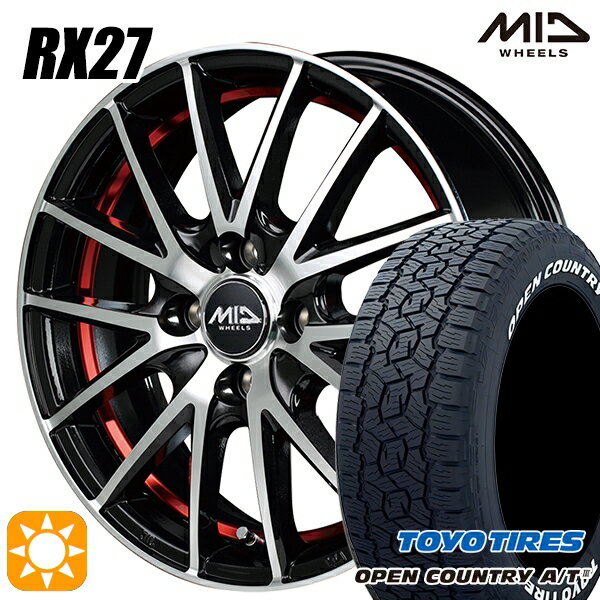 【取付対象】アゲ軽 165/80R14 97/95N トーヨー オープンカントリーA/T3 ホワイトレター MID シュナイダー RX27 BMP/アンダーカットレッドクリア 14インチ 4.5J 4H100 サマータイヤホイールセット