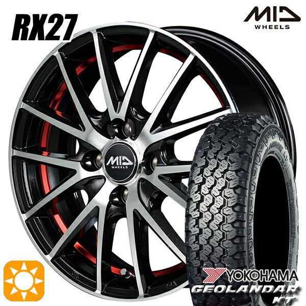 【取付対象】軽トラ 145/80R12 80/78N ヨコハマ ジオランダーKT Y828C MID シュナイダー RX27 BMP/アンダーカットレッドクリア 12インチ 4.0J 4H100 サマータイヤホイールセット