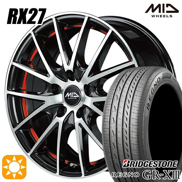 【取付対象】エスクァイア セレナ 195/65R15 91H ブリヂストン レグノ GR-X3 MID シュナイダー RX27 BMP/アンダーカットレッドクリア 15インチ 6.0J 5H114.3 サマータイヤホイールセット