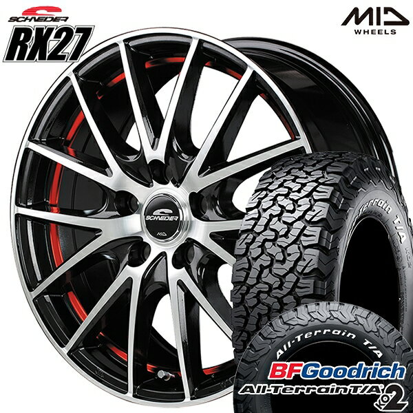 【取付対象】LT235/70R16 104/201S RWL BFグッドリッチ オールテレーン T/A KO2 MID シュナイダー RX27 BMP/アンダーカットレッドクリア 16インチ 6.5J 5H114.3 サマータイヤホイールセット