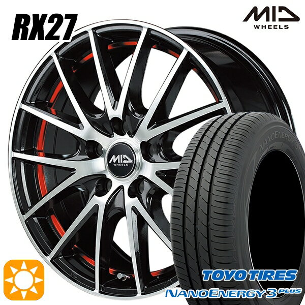 【取付対象】ヴェゼル オデッセイ 215/60R16 95H トーヨー ナノエナジー3プラス MID シュナイダー RX27 BMP/アンダーカットレッドクリア 16インチ 6.5J 5H114.3 サマータイヤホイールセット