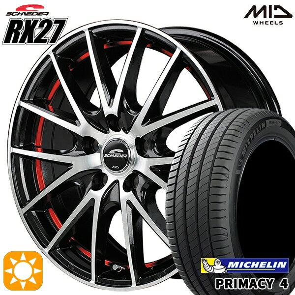 【最大2,000円OFFクーポン】205/60R16 96W XL ミシュラン プライマシー4 MID シュナイダー RX27 BMP/アンダーカットレッドクリア 16インチ 6.5J 5H114.3 サマータイヤホイールセット