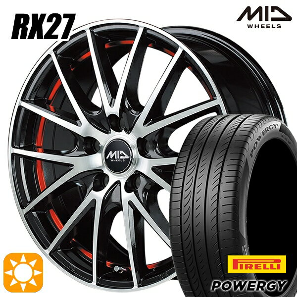 【取付対象】195/65R15 91V ピレリ パワジー MID シュナイダー RX27 BMP/アンダーカットレッドクリア 15インチ 6.0J 5H114.3 サマータイヤホイールセット