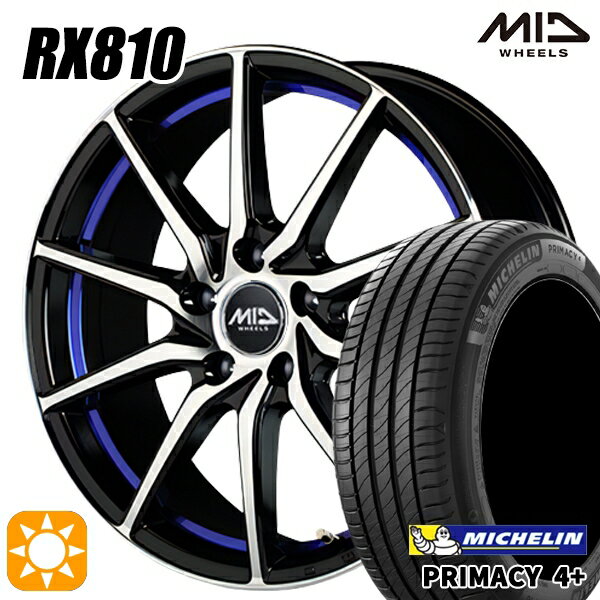 【取付対象】リーフ レヴォーグ 215/50R17 95W XL ミシュラン プライマシー4プラス MID シュナイダー RX810 BP/アンダーカットブルー 17インチ 7.0J 5H114.3 サマータイヤホイールセット