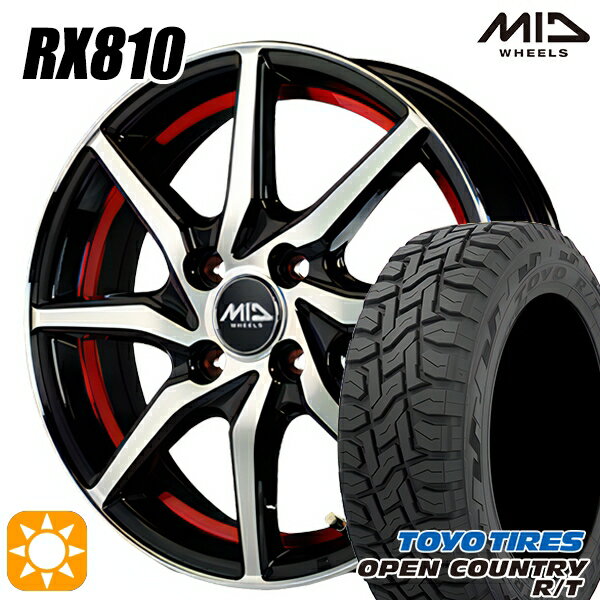 【取付対象】軽トラ 145/80R12 80/78N LT トーヨー オープンカントリー R/T MID シュナイダー RX810 RX810 BP/アンダーカットレッド 12インチ 4.0J 4H100 サマータイヤホイールセット