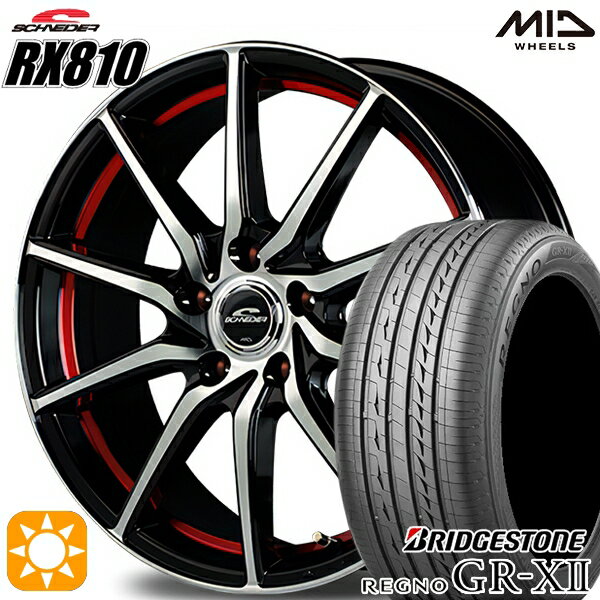 【取付対象】195/65R15 91H ブリヂストン レグノ GRX2 MID シュナイダー RX810 ブラックポリッシュ/アンダーカットレッド 15インチ 6.0J 5H114.3 サマータイヤホイールセット