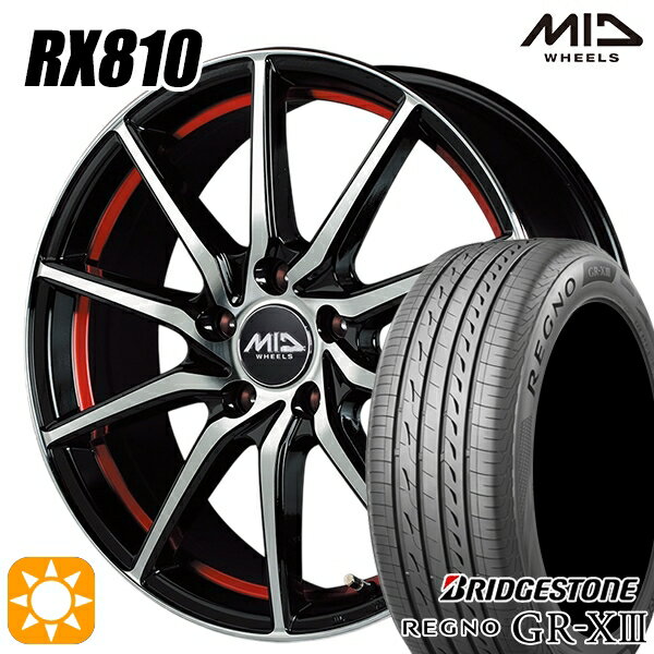 【取付対象】ジェイド アクセラ 225/40R18 92W XL ブリヂストン レグノ GR-X3 MID シュナイダー RX810 BP/アンダーカットレッド 18インチ 7.0J 5H114.3 サマータイヤホイールセット