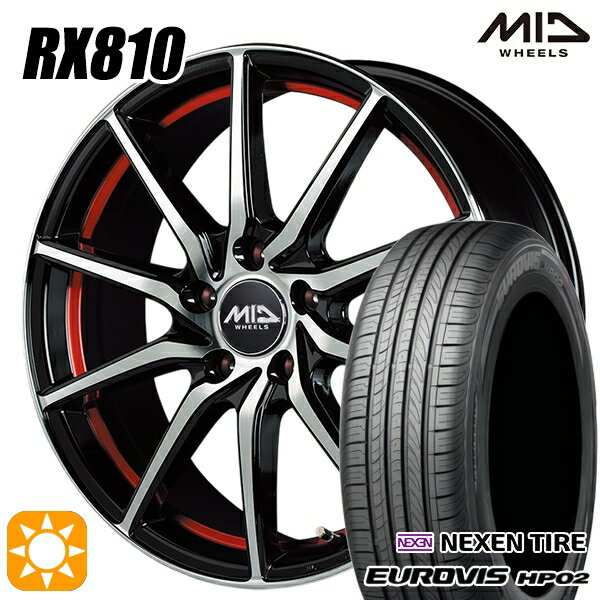 【取付対象】185/65R15 ネクセン ロードストーン ユーロビズ HP02 MID シュナイダー RX810 RX810 BP/アンダーカットレッド 15インチ 6.0J 5H114.3 サマータイヤホイールセット