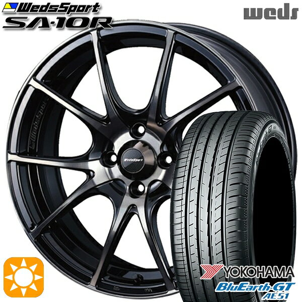 【取付対象】195/45R16 84V XL ヨコハマ ブルーアースGT AE51 Weds ウェッズスポーツ SA10R ZBB（ゼブラブラックブライト） 16インチ 6.5J 4H100 サマータイヤホイールセット