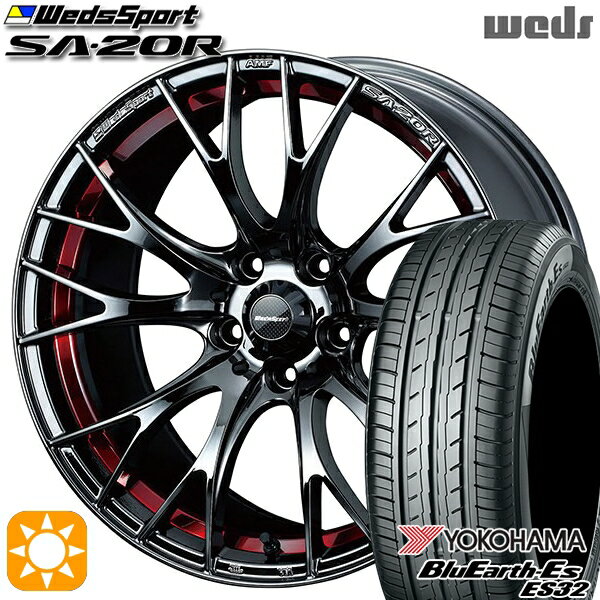 【取付対象】215/45R18 93W ヨコハマ ブルーアース ES32 Weds ウェッズスポーツ SA20R RLC（レッドライトクローム） 18インチ 7.5J 5H114.3 サマータイヤホイールセット