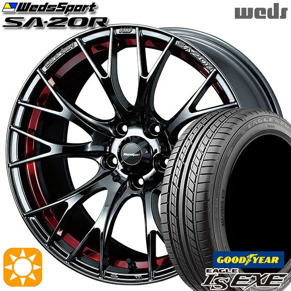 【取付対象】セレナ 215/40R18 89W XL グッドイヤー イーグル LSEXE Weds ウェッズスポーツ SA20R RLC（レッドライトクローム） 18インチ 7.5J 5H114.3 サマータイヤホイールセット