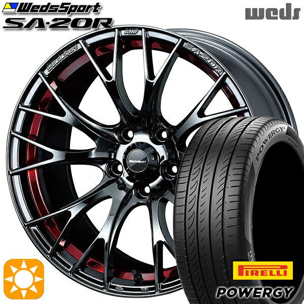 【取付対象】アクセラ アテンザ 215/45R18 93W XL ピレリ パワジー Weds ウェッズスポーツ SA20R RLC（レッドライトクローム） 18インチ 7.5J 5H114.3 サマータイヤホイールセット