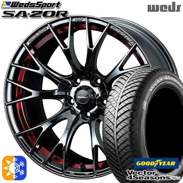 225/40R18 92H XL グッドイヤー ベクター フォーシーズンズ Weds ウェッズスポーツ SA20R 18インチ 7.5J 5H114.3 RLC(レッドライトクローム) オールシーズンタイヤホイールセット