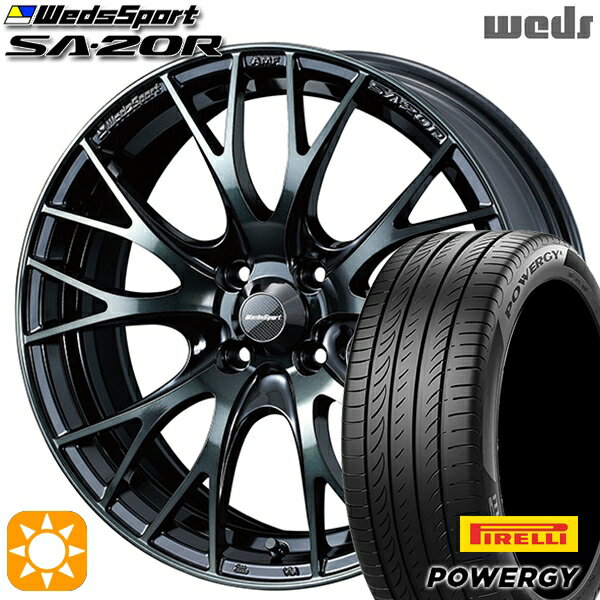 【取付対象】フィット アクア 185/60R15 84H ピレリ パワジー Weds ウェッズスポーツ SA20R WBC（ウォースブラッククリアー） 15インチ 6.0J 4H100 サマータイヤホイールセット