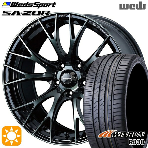 【取付対象】アウトランダー エクストレイル 225/55R18 98V ウィンラン R330 Weds ウェッズスポーツ SA20R WBC（ウォースブラッククリアー） 18インチ 7.5J 5H114.3 サマータイヤホイールセット