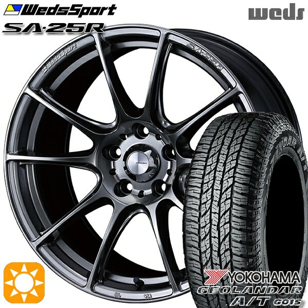 【取付対象】ヴェゼル オデッセイ 215/60R16 95H ヨコハマ ジオランダーA/T G015 Weds ウェッズスポーツ SA25R PSB (プラチナシルバーブラック) 16インチ 7.0J 5H114.3 サマータイヤホイールセット