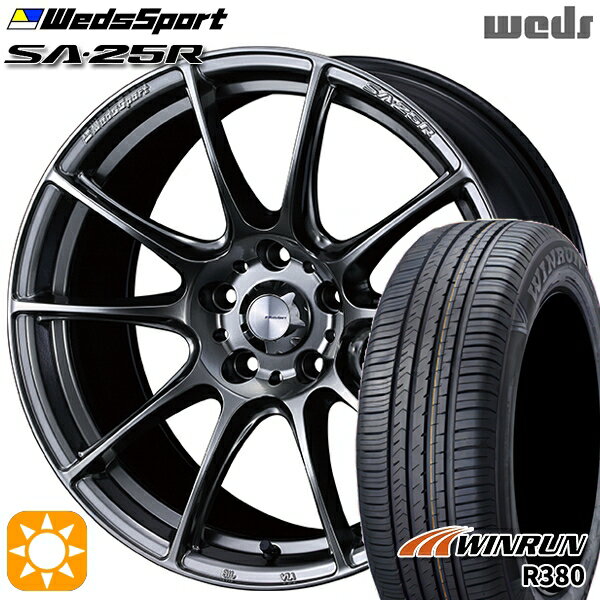 【取付対象】マツダ6 エクストレイル 225/60R18 104V XL ウィンラン R380 Weds ウェッズスポーツ SA25R PSB (プラチナシルバーブラック) 18インチ 8.5J 5H114.3 サマータイヤホイールセット
