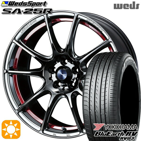【取付対象】ヴェゼル レガシィ 225/60R18 100H ヨコハマ ブルーアース RV03 Weds ウェッズスポーツ SA25R RLC (レッドライトクローム) 18インチ 7.5J 5H114.3 サマータイヤホイールセット
