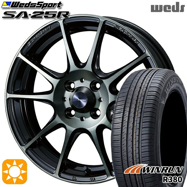 【取付対象】マツダ2 ノート 185/65R15 88H ウィンラン R380 Weds ウェッズスポーツ SA25R WBC (ウォースブラッククリアー) 15インチ 6.0J 4H100 サマータイヤホイールセット