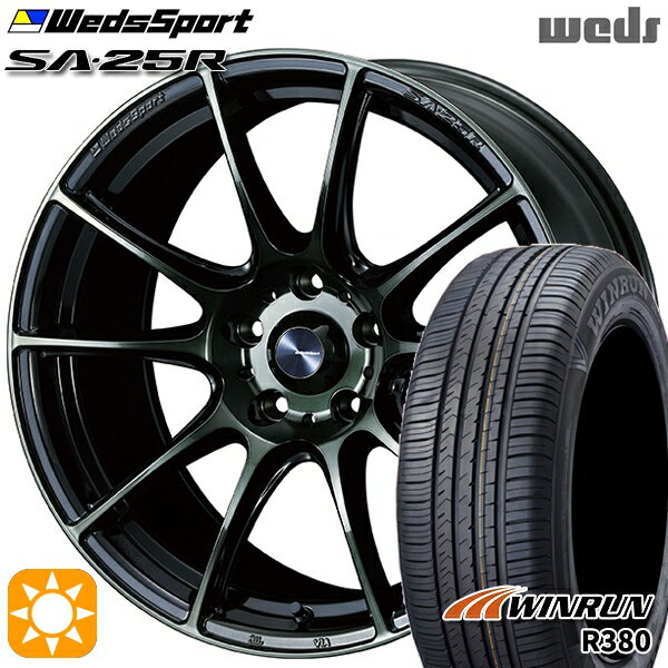 【取付対象】マツダ6 エクストレイル 225/60R18 104V XL ウィンラン R380 Weds ウェッズスポーツ SA25R WBC (ウォースブラッククリアー) 18インチ 8.5J 5H114.3 サマータイヤホイールセット