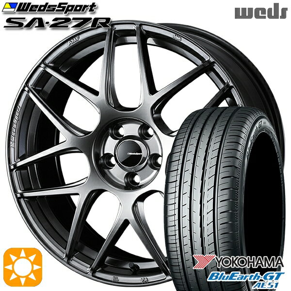 【取付対象】185/65R15 88H ヨコハマ ブルーアースGT AE51 Weds ウェッズスポーツ SA27R PSB（プラチナシルバーブラック） 15インチ 6.0J 4H100 サマータイヤホイールセット