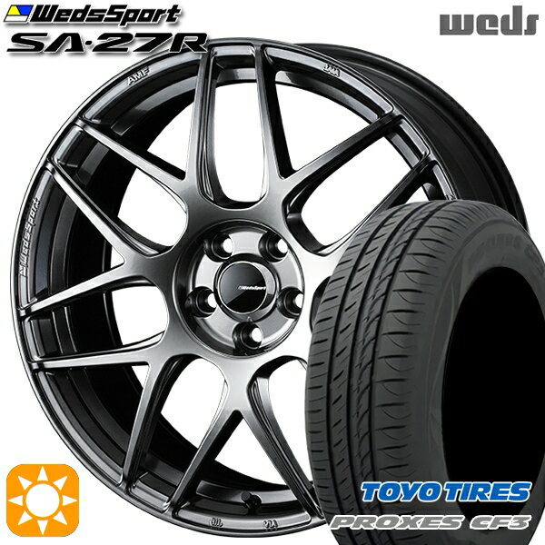 【取付対象】フィット アクア 185/60R15 84H トーヨー プロクセス CF3 Weds ウェッズスポーツ SA27R PSB（プラチナシルバーブラック） 15インチ 6.0J 4H100 サマータイヤホイールセット