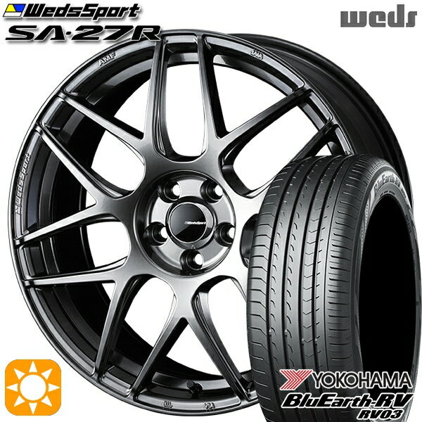【取付対象】165/60R15 77H ヨコハマ ブルーアース RV03 Weds ウェッズスポーツ SA27R PSB（プラチナシルバーブラック） 15インチ 5.0J 4H100 サマータイヤホイールセット