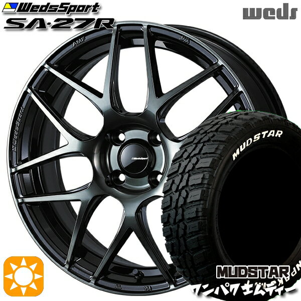 【取付対象】185/60R15 88S WL マッドスター ワンパク M/T ホワイトレター Weds ウェッズスポーツ SA27R WBC（ウォースブラッククリアー） 15インチ 6.0J 4H100 サマータイヤホイールセット