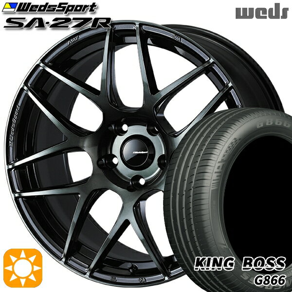 【取付対象】225/45R18 95W XL キングボス G866 Weds ウェッズスポーツ SA27R WBC（ウォースブラッククリアー） 18インチ 7.5J 5H114.3 サマータイヤホイールセット
