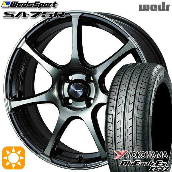 【取付対象】N-BOX 165/50R16 75V ヨコハマ ブルーアース ES32 Weds ウェッズスポーツ SA75R WBC (ウォースブラッククリアー) 16インチ 5.0J 4H100 サマータイヤホイールセット