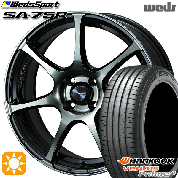 【取付対象】195/55R16 87V ハンコック veNtus PRime4 K135 Weds ウェッズスポーツ SA75R WBC (ウォースブラッククリアー) 16インチ 6.5J 4H100 サマータイヤホイールセット