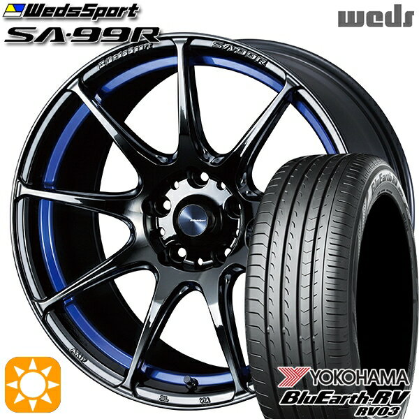 【取付対象】ヴェゼル レガシィ 225/60R18 100H ヨコハマ ブルーアース RV03 Weds ウェッズスポーツ SA99R BLCII (ブルーライトクロームツー) 18インチ 7.5J 5H114.3 サマータイヤホイールセット