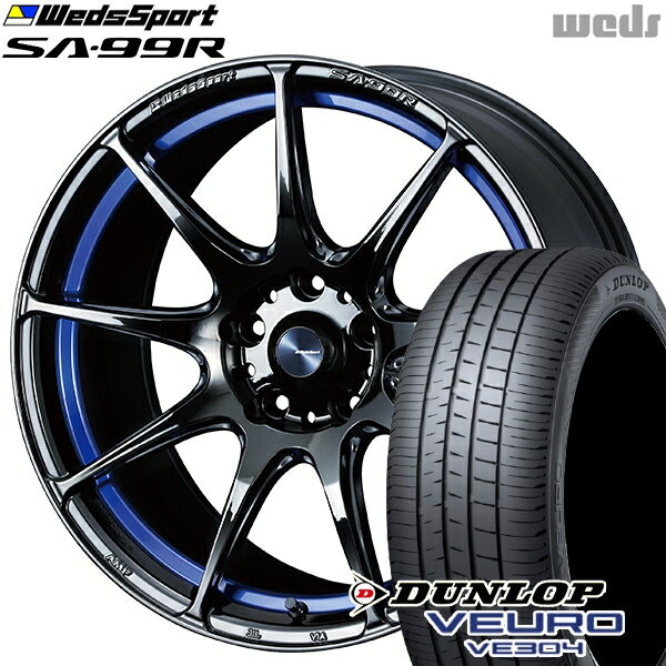 【取付対象】アイシス ノア 215/45R17 91W XL ダンロップ ビューロ VE304 Weds ウェッズスポーツ SA99R BLCII (ブルーライトクロームツー) 17インチ 7.5J 5H114.3 サマータイヤホイールセット